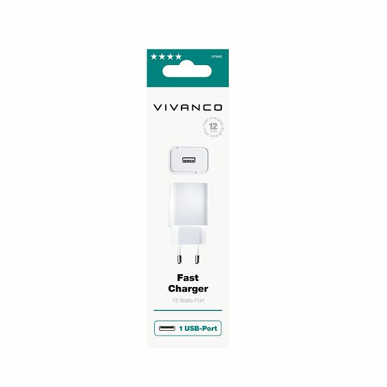 Strujni punjač VIVANCO 37562, 2.4A USB, bijeli