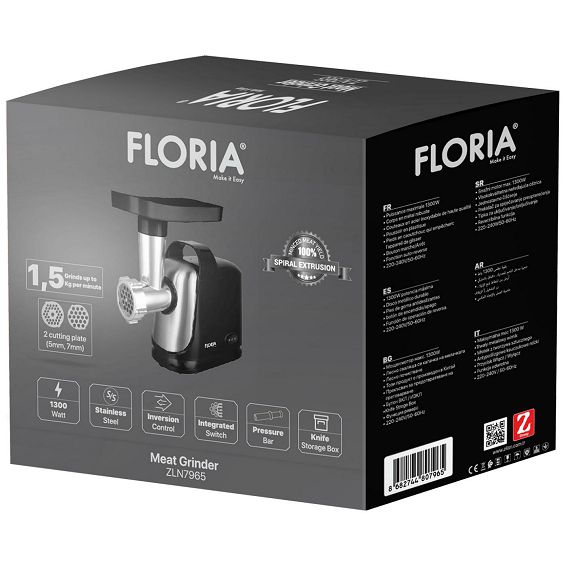 Floria Mašina za mljevenje mesa, snaga 1300 W - ZLN7965