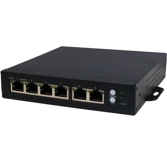 Amiko Home PoE mrežni switch, 6 port RJ-45, 4 PoE, rack ugradnja  - POE SWITCH 4CH+2