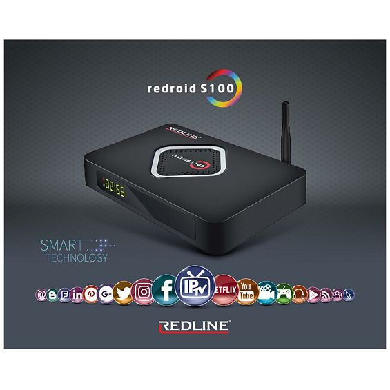 REDLINE Prijemnik DVB-S2/Android, 1/8GB, 4K, Bluetooth, LAN/WiFi - REDROID S100