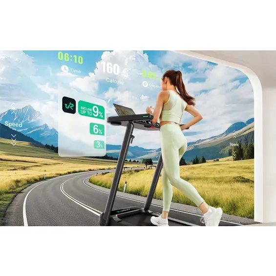 ACEZOE P20 – Sklopiva električna traka za trčanje 2,5 KS, 12,1 km/h, nagib do 10 %, nosivost 136 kg, crno-crvena