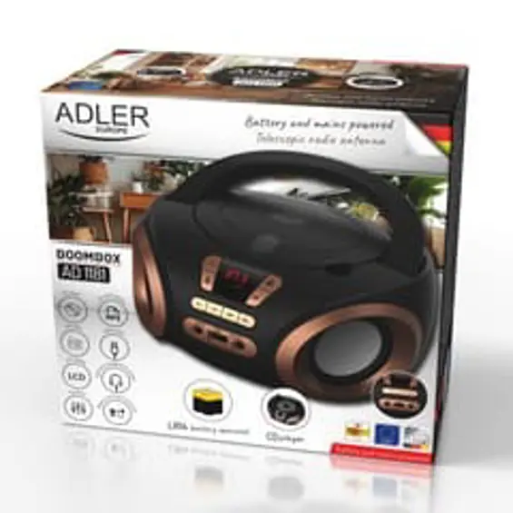 Adler AD 1181BC prijenosni boombox CD/MP3 s FM radiom, USB i AUX ulazom
