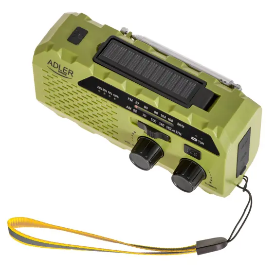 Adler AD 1197 Green solarni radio s ručnom dinamo punjačem, lampom i power bankom