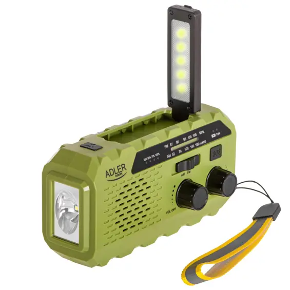 Adler AD 1197 Green solarni radio s ručnom dinamo punjačem, lampom i power bankom