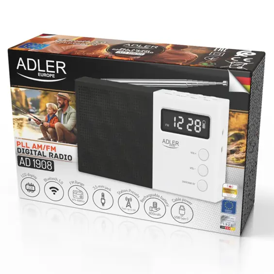 Adler AD 1908 prijenosni digitalni FM radio s Bluetoothom, USB-om i SD karticom