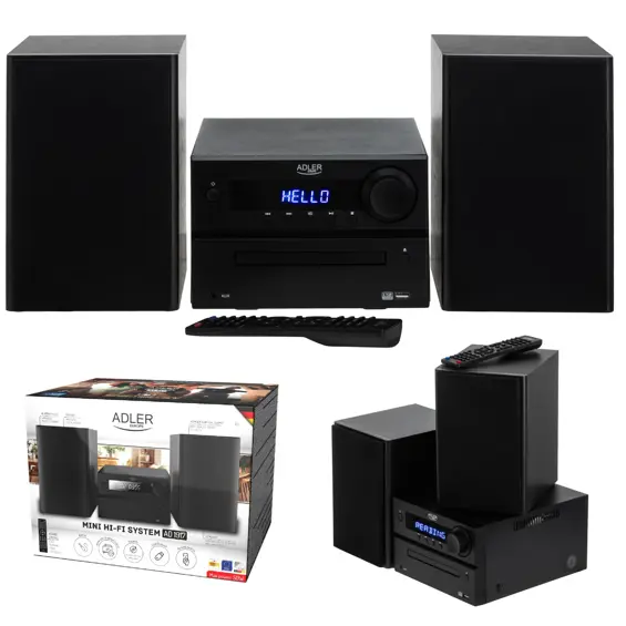 Adler AD 1917 Mini Hi-Fi Sustav – Bluetooth 5.3, CD, USB, FM Radio, 2 × 25 W RMS