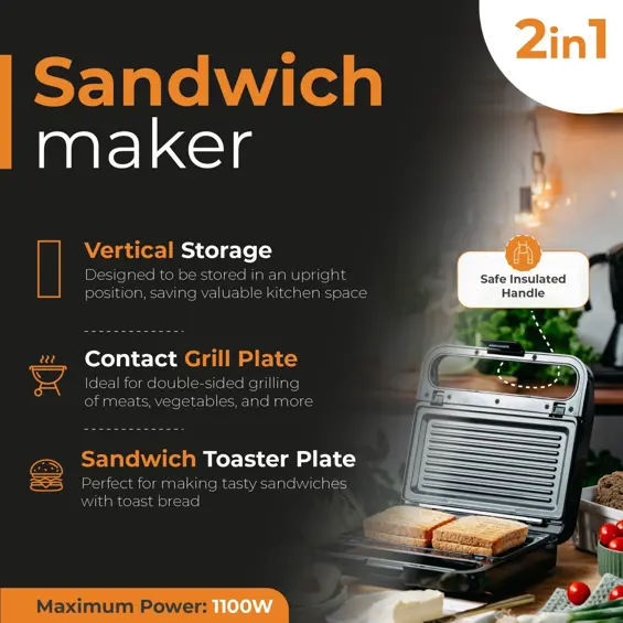 Adler AD 3070 Black 2u1 toster za sendviče i kontaktni grill
