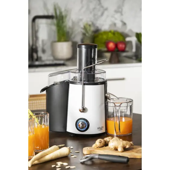 Adler AD 4128 Sokovnik – 1000 W, Veliki Otvor 75 mm, 2 Brzine, Posuda za Pulpu 2 L