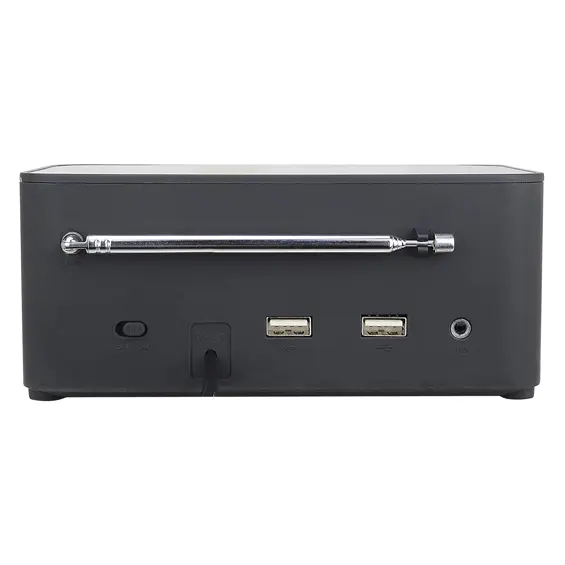 AKAI ACRB-1000 Budilica s Bluetooth, FM Radio, USB Portom i Bežičnim Punjačem – Crna