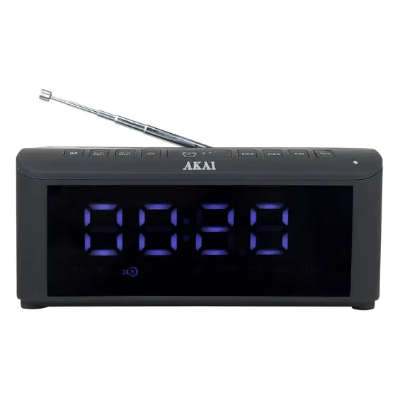 AKAI ACRB-1000 Budilica s Bluetooth, FM Radio, USB Portom i Bežičnim Punjačem – Crna