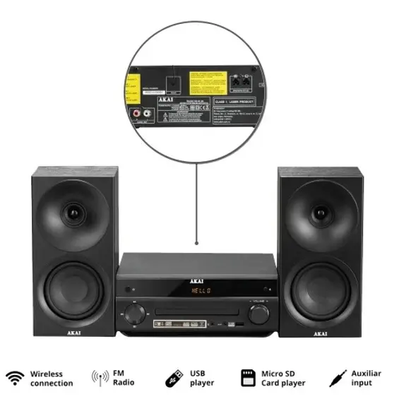 AKAI AM-301B mikro Hi-Fi linija 40 W s CD/MP3 reproduktorom, Bluetoothom i USB-om