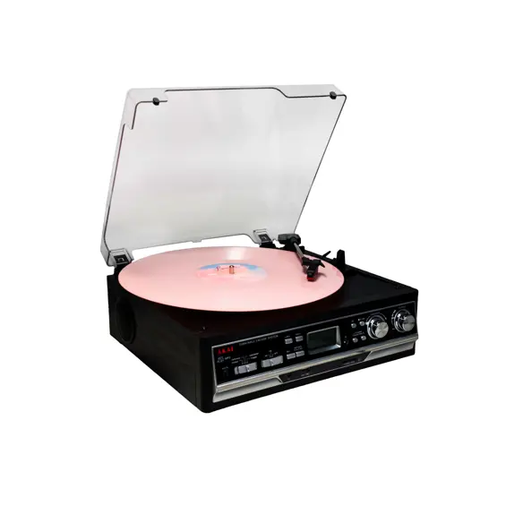 AKAI ATT-15SE Gramofon s FM Radiom i Kazetofonom, USB, SD, Bluetooth, Ugrađeni Zvučnici