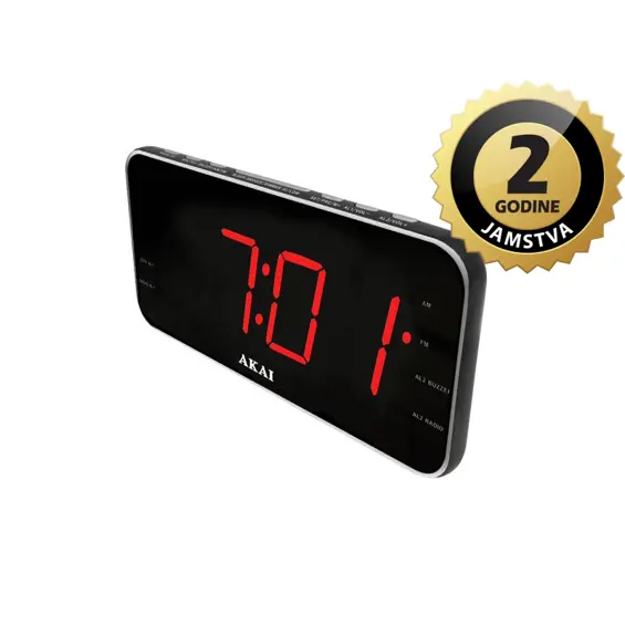 AKAI budilica s FM/AM radijom ACR-3899, LCD zaslon, USB punjač, zidna montaža