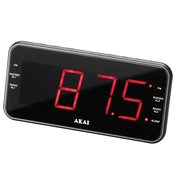 AKAI budilica s FM/AM radijom ACR-3899, LCD zaslon, USB punjač, zidna montaža