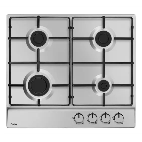 Amica PGA6100BpR ugradbena plinska ploča 59 cm, 4 plamenika, Inox