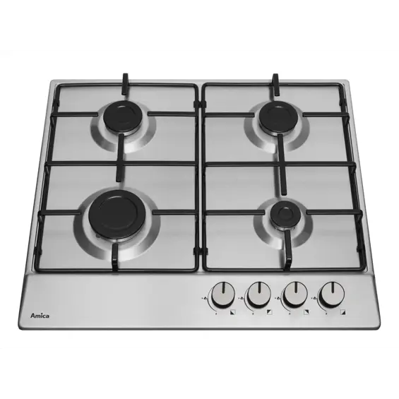 Amica PGA6100BpR ugradbena plinska ploča 59 cm, 4 plamenika, Inox