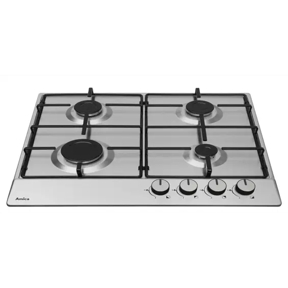 Amica PGA6100BpR ugradbena plinska ploča 59 cm, 4 plamenika, Inox
