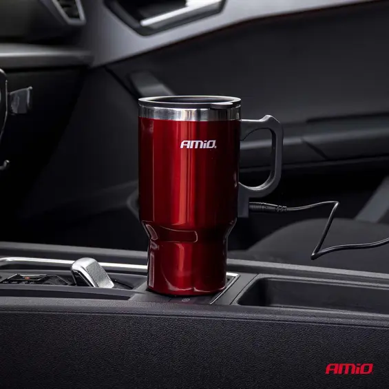 AMiO 02177 električni termo lončić za automobil 12 V, 450 ml, crveni