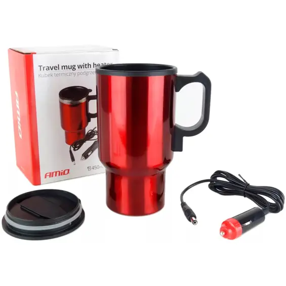 AMiO 02177 električni termo lončić za automobil 12 V, 450 ml, crveni