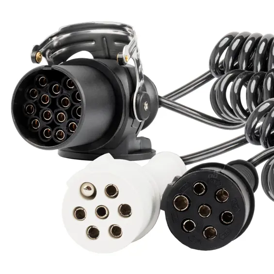 AMiO 04381 spiralni kabel za poluprikolicu TIR 15 PIN + 2 × 7 PIN N/S – 5 m, 24 V