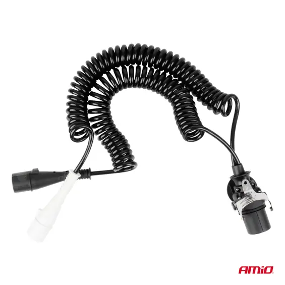 AMiO 04381 spiralni kabel za poluprikolicu TIR 15 PIN + 2 × 7 PIN N/S – 5 m, 24 V