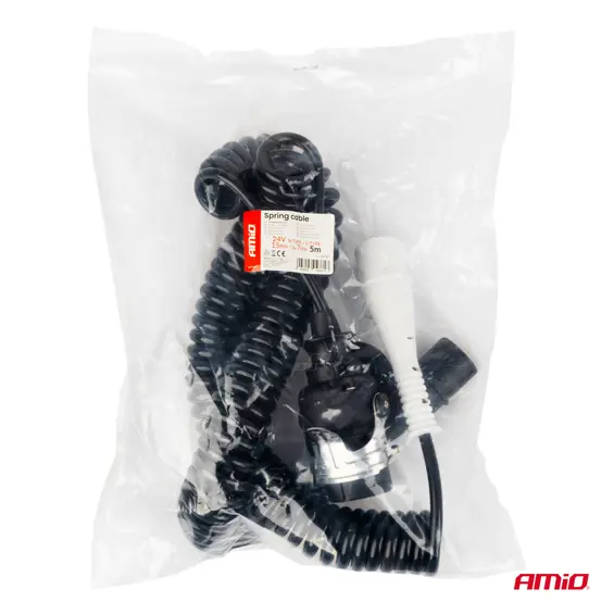 AMiO 04381 spiralni kabel za poluprikolicu TIR 15 PIN + 2 × 7 PIN N/S – 5 m, 24 V