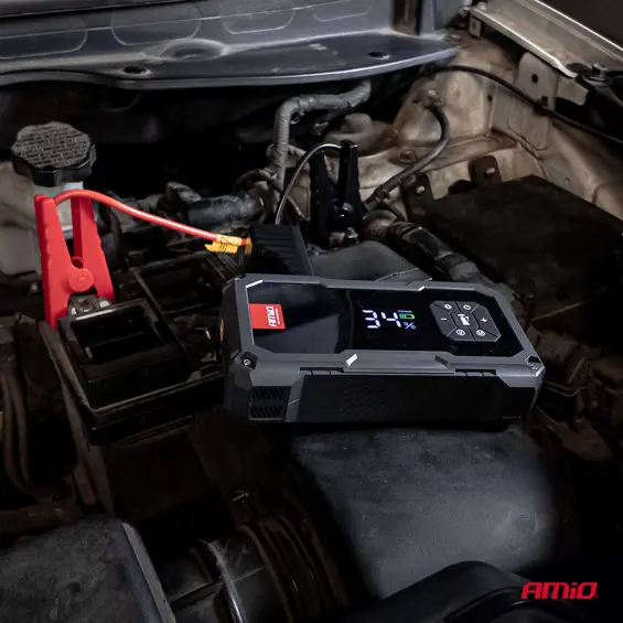 AMiO 04674 Jump Starter 4u1 PRO 600 A – 7200 mAh, kompresor 150 PSI, powerbank i LED