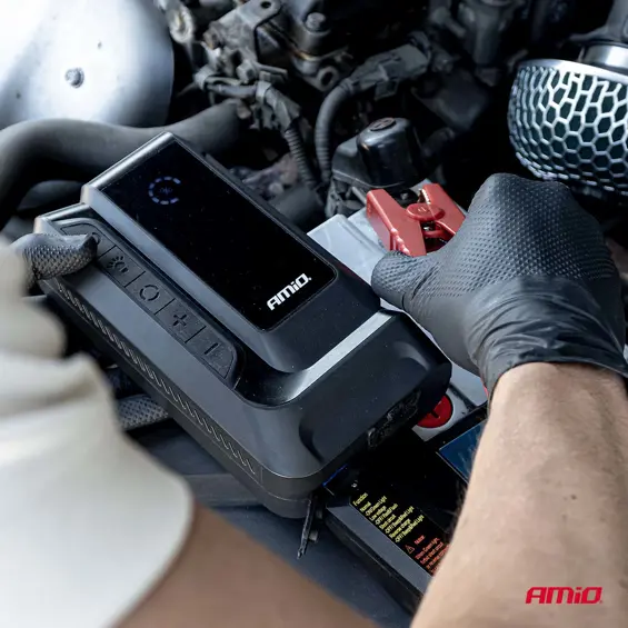 AMiO 04677 Jump Starter 4u1 1600 A – 12.000 mAh, kompresor 150 PSI, powerbank i LED