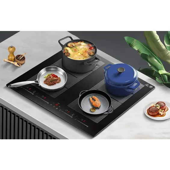 AMZCHEF CE-FS-I74S-FFDD10 – Ugradbena indukcijska ploča s 4 zone, 7400 W, 2 FlexZone područja, Boost funkcija, 60 cm