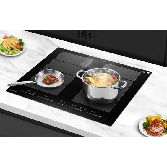 AMZCHEF CE-FS-I74S-FFDD10 – Ugradbena indukcijska ploča s 4 zone, 7400 W, 2 FlexZone područja, Boost funkcija, 60 cm