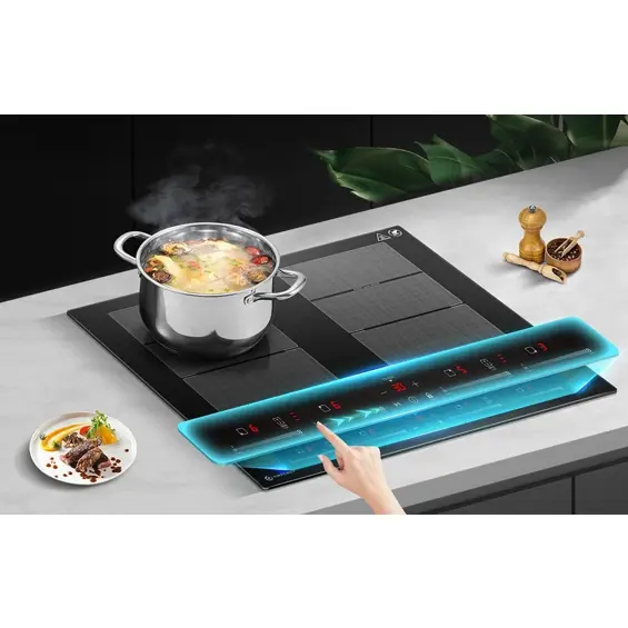 AMZCHEF CE-FS-I74S-FFDD10 – Ugradbena indukcijska ploča s 4 zone, 7400 W, 2 FlexZone područja, Boost funkcija, 60 cm