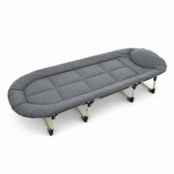 APTEL DA380C sklopivi kamperski krevet / ležaljka s madracem, 200 × 65 cm, do 130 kg – sivi
