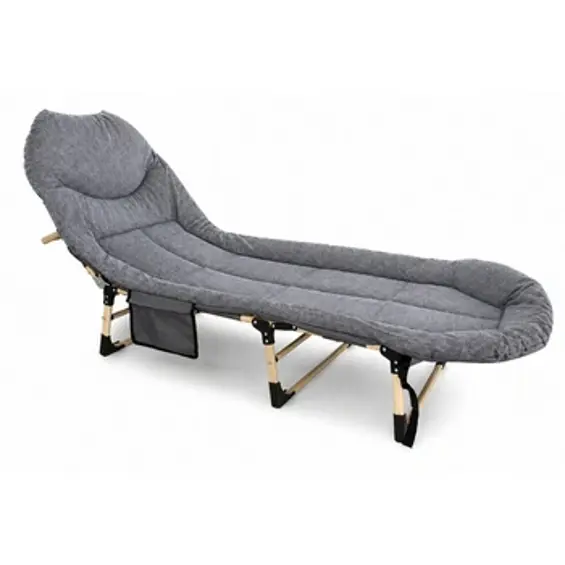 APTEL DA380C sklopivi kamperski krevet / ležaljka s madracem, 200 × 65 cm, do 130 kg – sivi