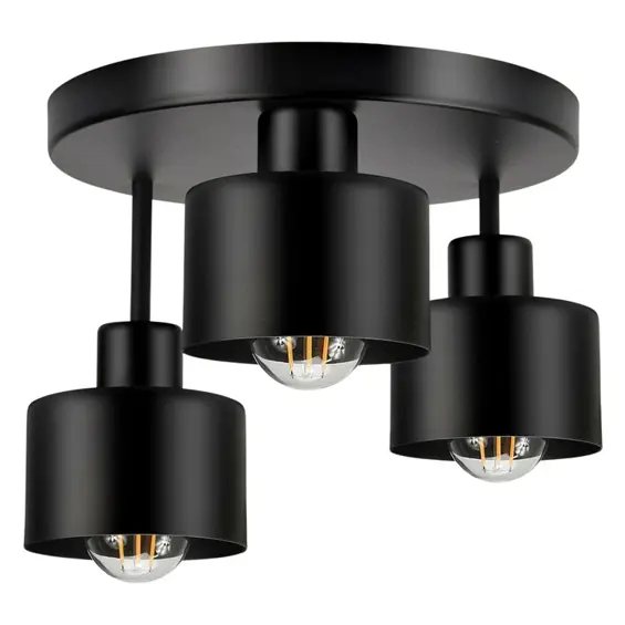APTEL ZD177 stropna lampa 3× E27, metalna, 30 cm – crna