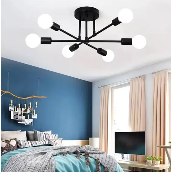 APTEL ZD74N LOFT stropna lampa / luster 6 × E27 – crna