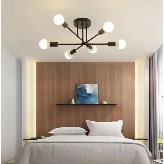 APTEL ZD74N LOFT stropna lampa / luster 6 × E27 – crna