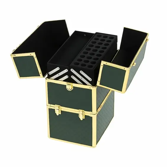ATL CA24A Exclusive XXL kozmetički kovčeg – zeleni kofer za šminku, nakit i kozmetički pribor s aluminijskim okvirom