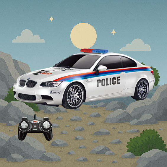 Auto na daljinsko upravljanje KAZOO 866-1803P, BMW M3, policijski, 1:18, bijeli