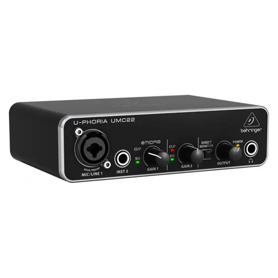 Behringer UMC22 USB Audio Sučelje – 2x2, MIDAS Mikrofonsko Pretpojačalo, 48 V Phantom Power