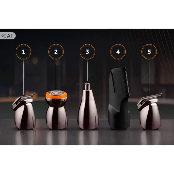 BERDSEN BD-270 – Višenamjenski trimer i električni brijač 15 u 1, 5 glava, USB-C, LED zaslon, IPX6, do 90 min rada
