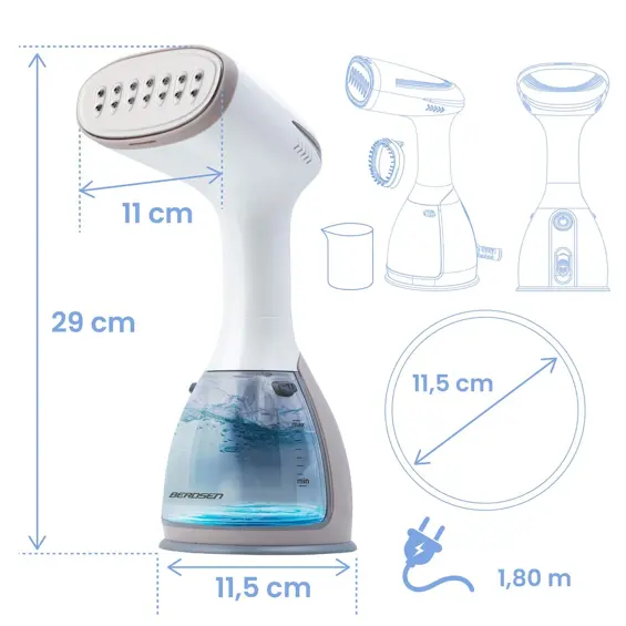 Berdsen BD-310 ručni steamer za odjeću 1500 W – 32 g/min, spremnik 280 ml, četka
