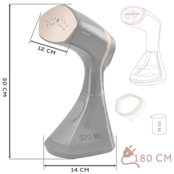 Berdsen BD-312 ručni steamer za odjeću 2000 W – 320 ml, 37 g/min, LCD, crni