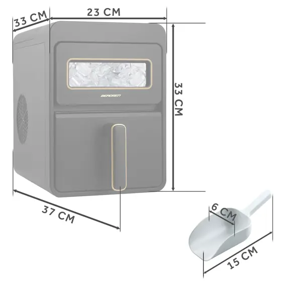 Berdsen BD-421 ledomat 112 W – 12 kg/24 h, spremnik 1,1 L, 2 veličine leda, AutoClean, crni