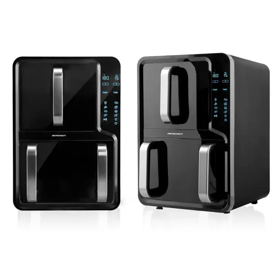 Berdsen BD-664 Air Fryer dvokomorna friteza na vrući zrak 12 L 2800 W – 8 programa, 2 košare, crna