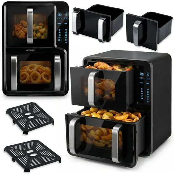 Berdsen BD-664 Air Fryer dvokomorna friteza na vrući zrak 12 L 2800 W – 8 programa, 2 košare, crna