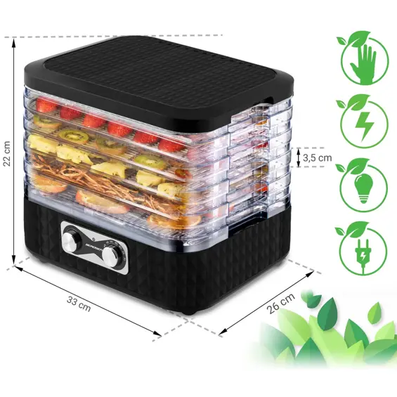 Berdsen BD-692 sušilica za voće, povrće, gljive i meso 400 W – 10 L, 5 pladnjeva, 35–70 °C