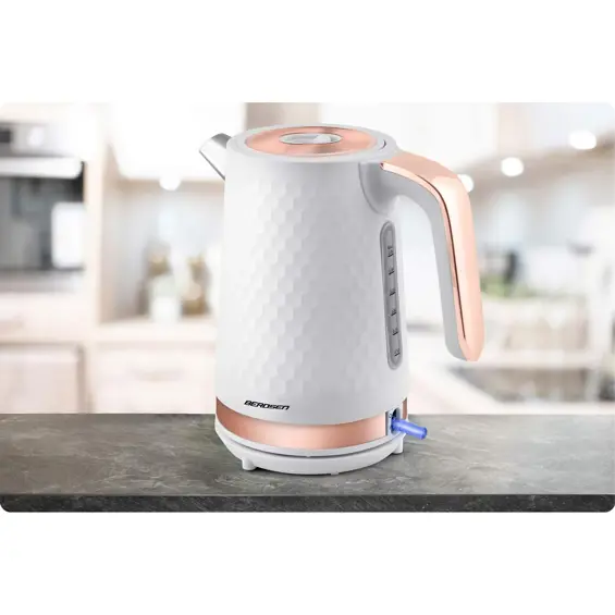 Berdsen BD-705 električno kuhalo za vodu 1,7 L 2200 W – metalno, 360° baza, bijelo-bakreno