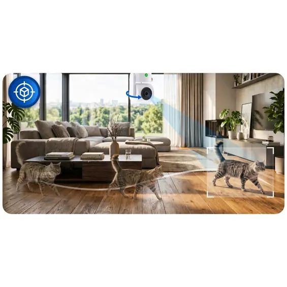 BERDSEN BD-942 – Rotirajuća Wi-Fi IP kamera 3 MP, noćni vid 10 m, praćenje pokreta, dvosmjerni zvuk, Tuya Smart, bijela