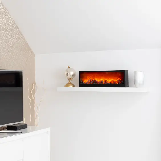 Bewello BW2015-Dekorativni kamin s LED efektom plamena – na baterije ili USB (60 × 10 × 20 cm)