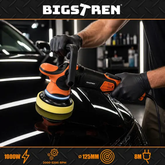Bigstren 27663 ekscentrična polirka za automobil 1000 W, 125 mm, DA, hod 15 mm, LED + torba